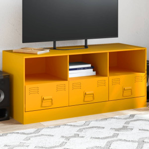 Móvel TV em aço amarelo mostarda 99x39x44 cm D