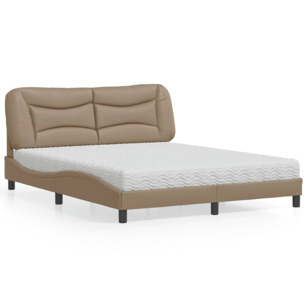 Cama con colchón cuero sintético capuchino 160x200 cm Cama con colchón cuero sintético capuchino 160x200 cm D