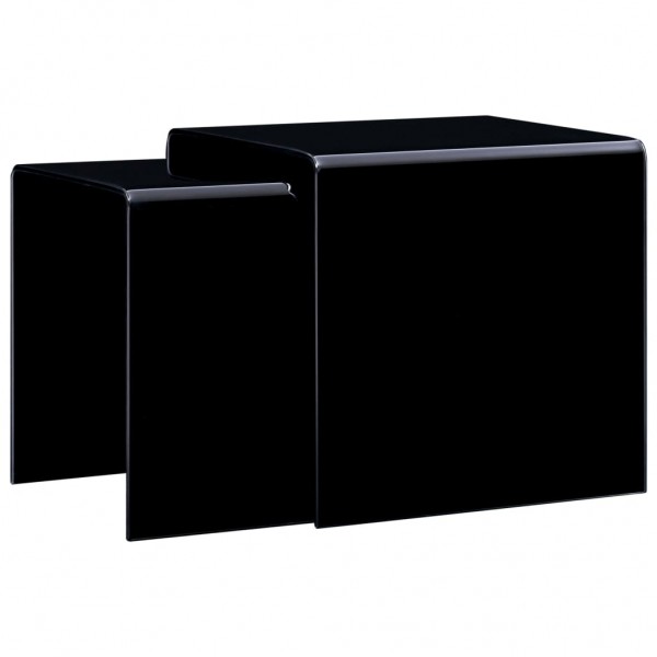 Mesa centro apilables 2 pzas vidrio templado negro 42x42x41.5cm D