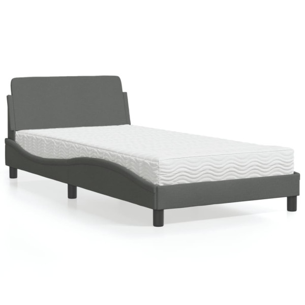 Cama con colchón tela gris oscuro 100x200 cm Cama con colchón tela gris oscuro 100x200 cm D
