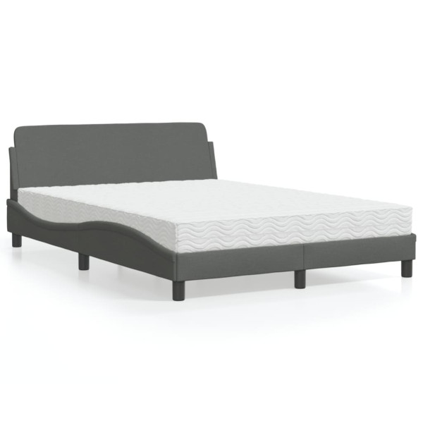 Cama com colchão de tecido cinza escuro 140x190 cm D