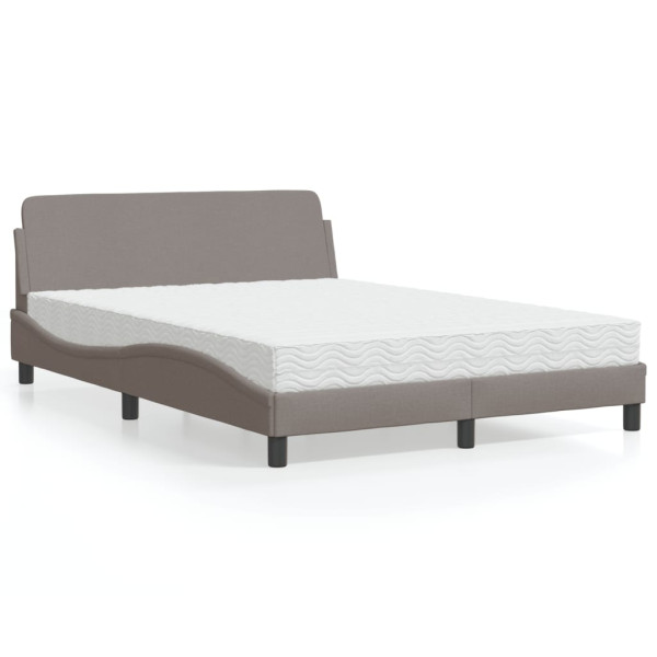 Cama con colchón tela gris taupe 140x200 cm D