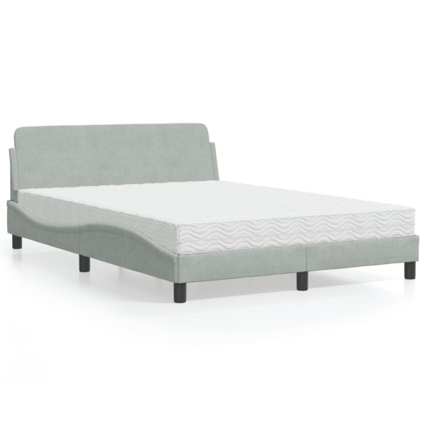 Cama com colchão de veludo cinza claro 140x190 cm D