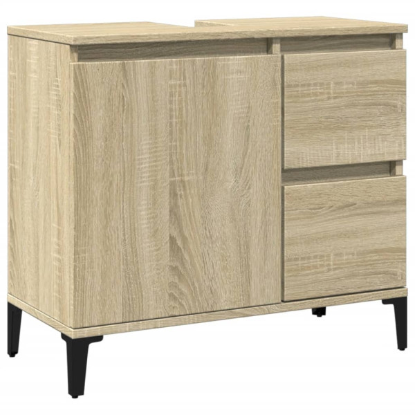 Armario de baño madera contrachapada roble Sonoma 65x33x60 cm D