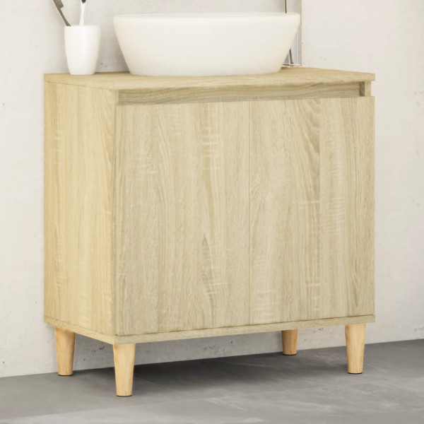 Armario de lavabo madera contrachapada roble Sonoma 58x33x60 cm D