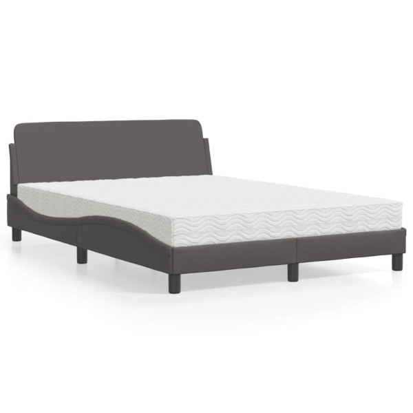 Cama com colchão de couro sintético cinza 120x200 cm D