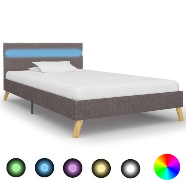 Estructura de cama con LED tela gris claro 100x200 cm D
