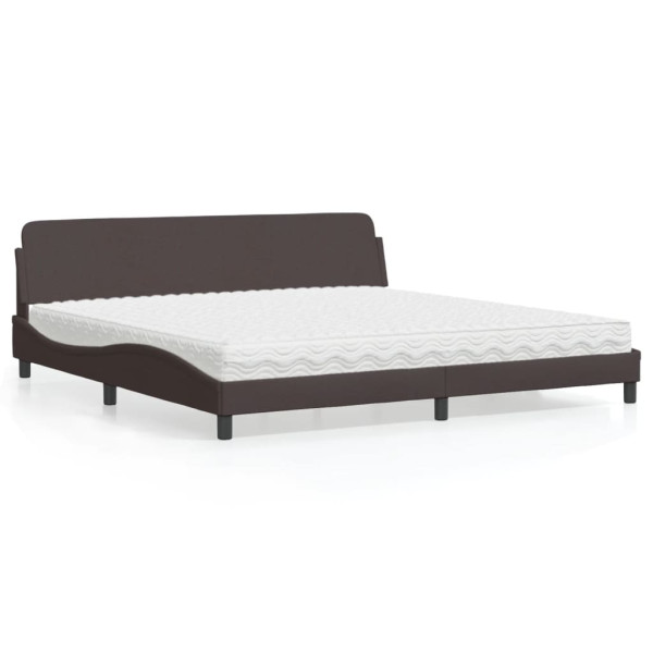 Cama com colchão de tecido castanho escuro 200x200 cm D