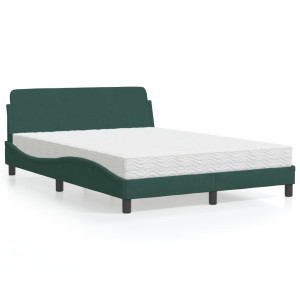 Cama con colchón terciopelo verde oscuro 120x200 cm D