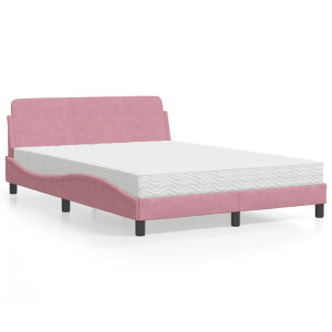 Cama con colchón terciopelo rosa 120x200 cm D