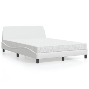 Cama con colchón cuero sintético blanco 120x200 cm D