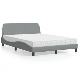 Cama con colchón tela gris claro 140x190 cm D