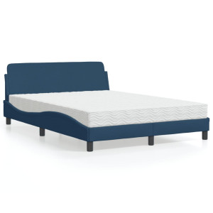 Cama con colchón tela azul 140x190 cm D