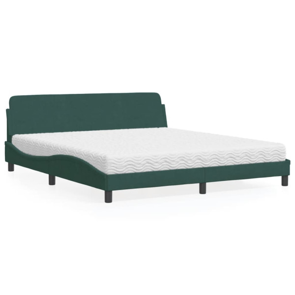 Cama con colchón terciopelo verde oscuro 180x200 cm Cama con colchón terciopelo verde oscuro 180x200 cm D