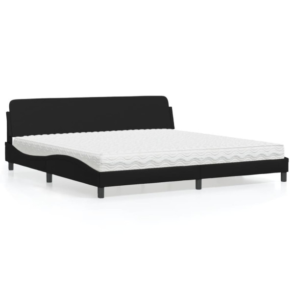 Cama con colchón cuero sintético negro 200x200 cm D