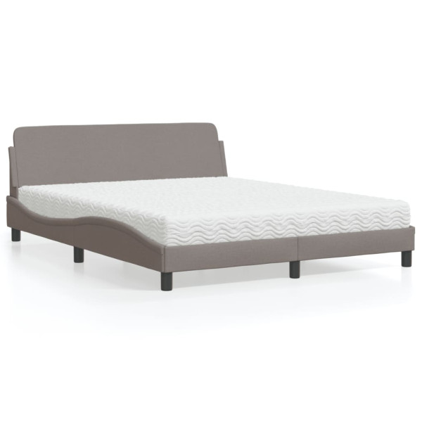 Cama con colchón de tela gris taupe 160x200 cm Cama con colchón de tela gris taupe 160x200 cm D