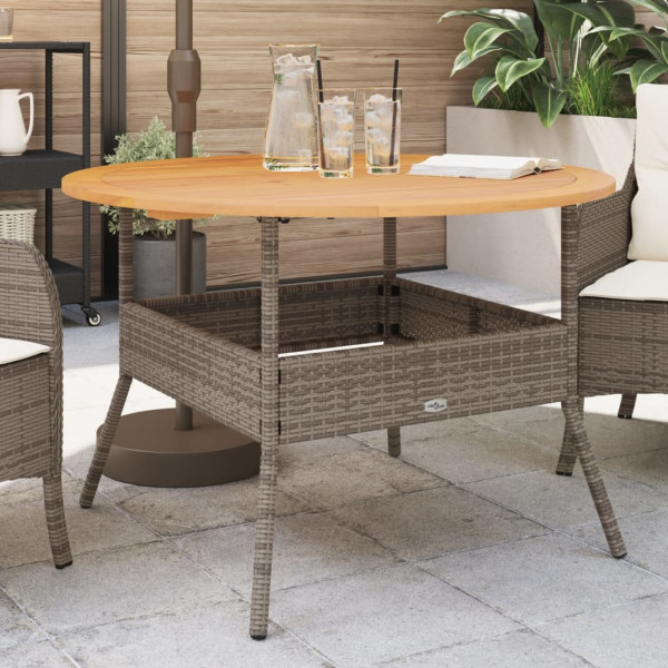 Mesa de jardín superficie de madera ratán PE gris Ø110x71 cm D