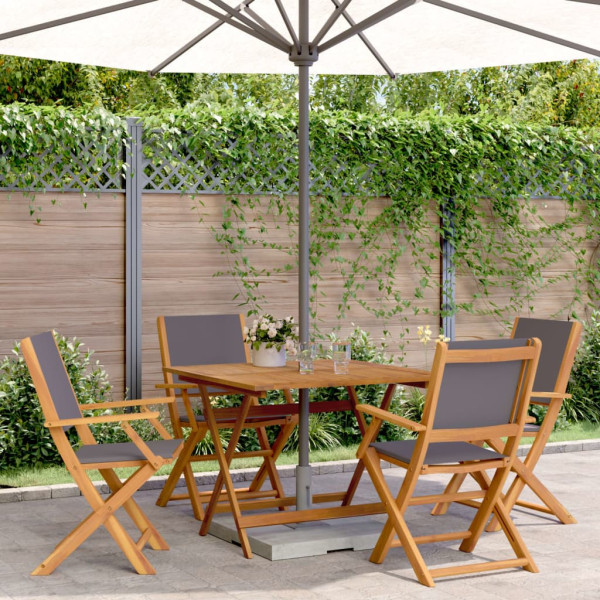 Set de comedor de jardín 5 pzas tela madera maciza antracita Set de comedor de jardín 5 pzas tela madera maciza antracita D