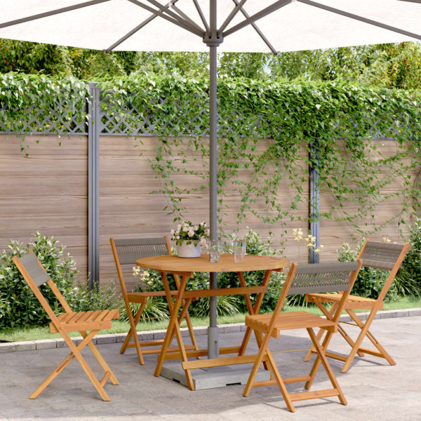 Set de comedor jardín 5 pzas polipropileno madera maciza gris Set de comedor jardín 5 pzas polipropileno madera maciza gris D