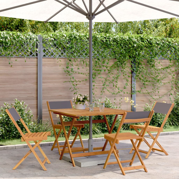 Set de comedor de jardín 5 pzas tela madera maciza antracita Set de comedor de jardín 5 pzas tela madera maciza antracita D