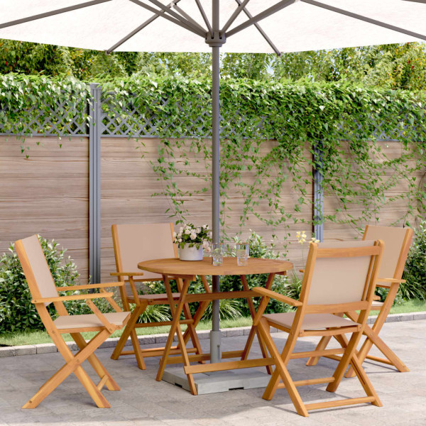 Set de comedor de jardín 5 pzas tela madera maciza gris taupe Set de comedor de jardín 5 pzas tela madera maciza gris taupe D