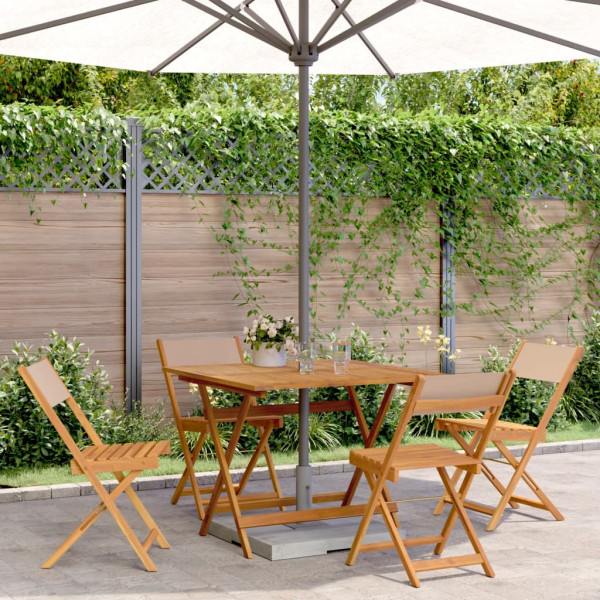 Set de comedor de jardín 5 pzas tela madera maciza gris taupe Set de comedor de jardín 5 pzas tela madera maciza gris taupe D