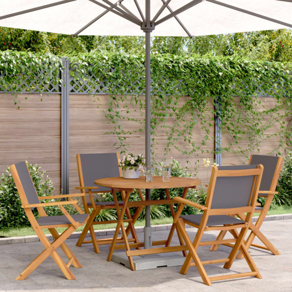 Set de comedor de jardín 5 pzas tela madera maciza antracita Set de comedor de jardín 5 pzas tela madera maciza antracita D