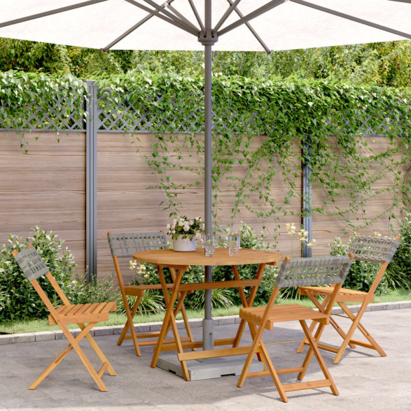 Set de comedor de jardín 5 piezas ratán PE madera maciza gris Set de comedor de jardín 5 piezas ratán PE madera maciza gris D