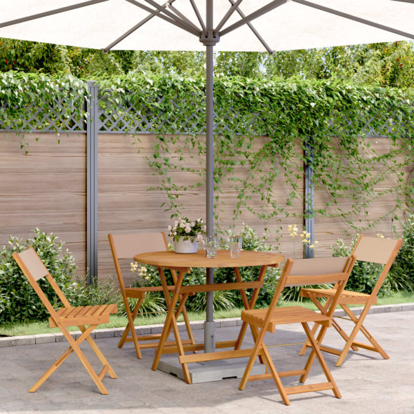 Set de comedor de jardín 5 pzas tela madera maciza gris taupe Set de comedor de jardín 5 pzas tela madera maciza gris taupe D