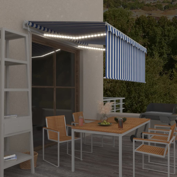 Toldo cego automático.Sensor de vento LED e azul 3,5x2,5m D