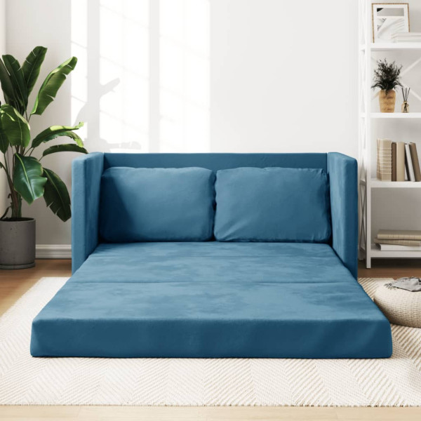 Sofá cama de suelo 2 en 1 terciopelo azul 122x204x55 cm D