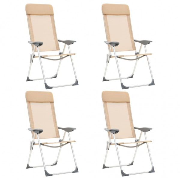 Cadeiras de campismo dobráveis 4 unidades de alumínio creme D