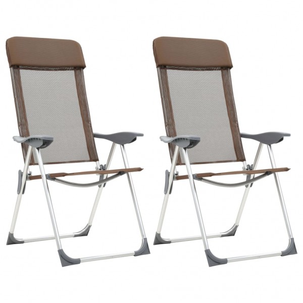 Cadeiras de campismo dobráveis 2 unidades de alumínio marrom D