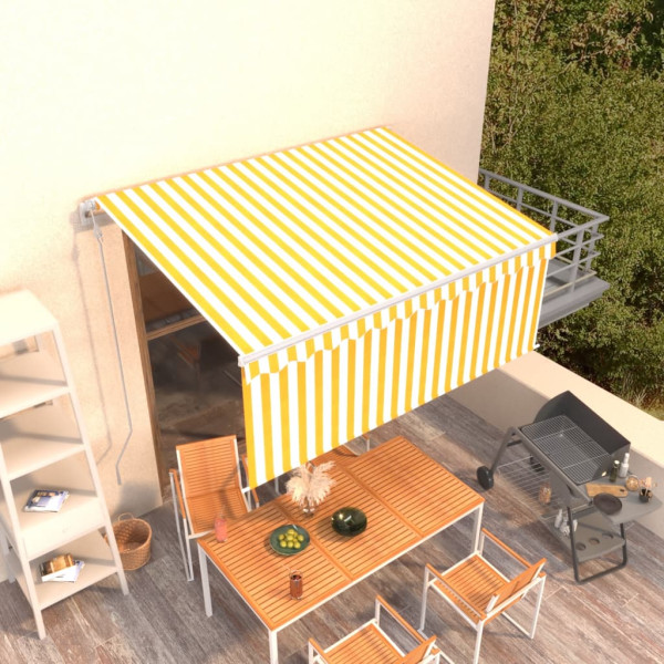 Toldo retráctil automático con persiana LED amarillo 3.5x2.5 m Toldo retráctil automático con persiana LED amarillo 3.5x2.5 m D