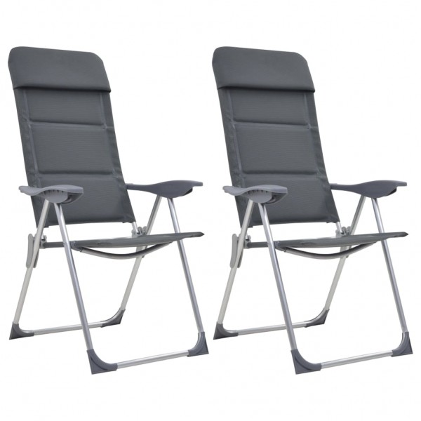 Cadeiras de acampamento de alumínio 2 unidades cinza 58x69x111 cm D