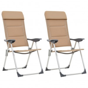 Cadeiras de acampamento de alumínio 2 unidades de creme 58x69x111 cm D