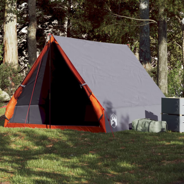 Tenda A-Frame para 2 Pessoas Impermeável Cinzento Laranja D