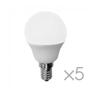 Pacote 5 lâmpadas LED E14 Esféricas 6W (luz neutra) D