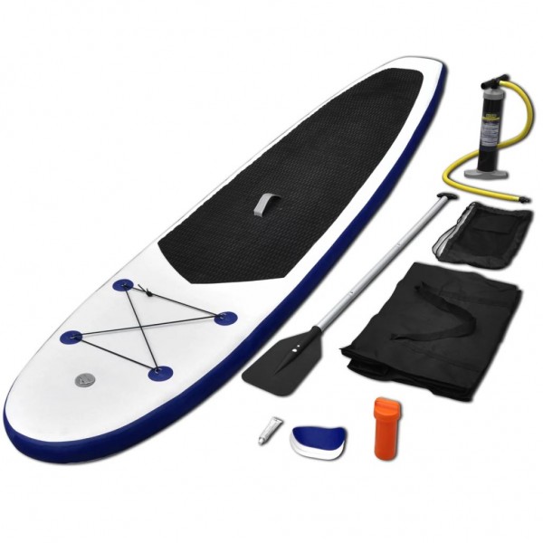 Set de padel surf tabuleiro SUP inflável azul e branco D