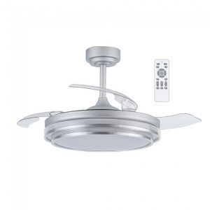 Ventilador LED aspas plegables Mesina Plata CCT Dim (72W) D