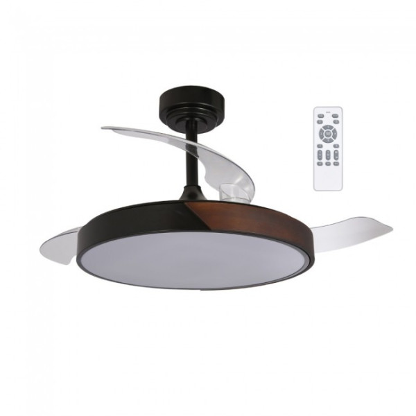 Ventilador de lâmina dobrável Terno Black CCT Dim LED (72W) D