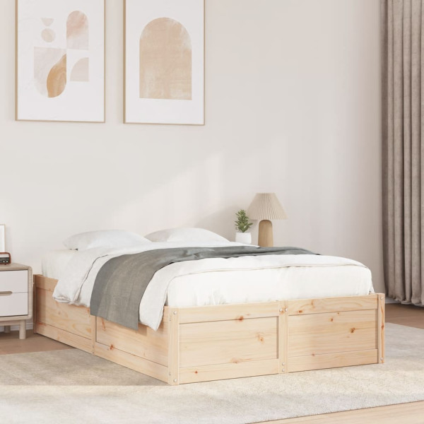 Estructura de cama madera maciza de pino 120x190 cm Estructura de cama madera maciza de pino 120x190 cm D