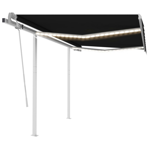 Toldo manual retráctil con luz LED gris antracita 3.5x2.5 m Toldo manual retráctil con luz LED gris antracita 3.5x2.5 m D