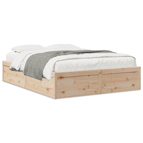 Estructura de cama de madera maciza de pino 160x200 cm Estructura de cama de madera maciza de pino 160x200 cm D