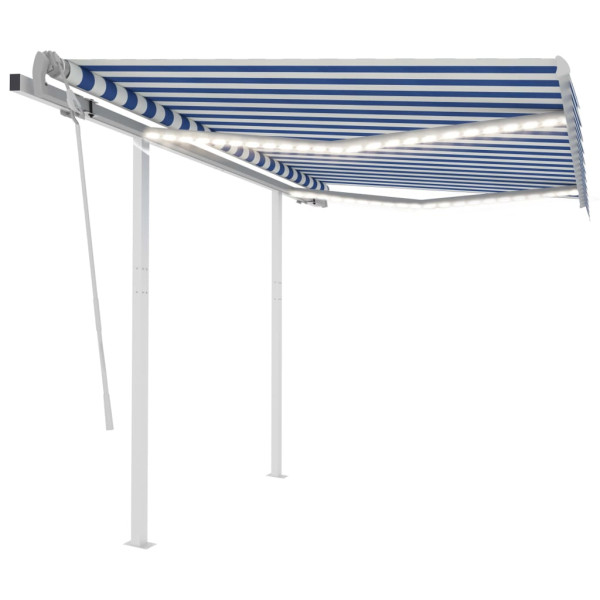 Toldo manual retráctil con luz LED azul y blanco 3.5x2.5 m Toldo manual retráctil con luz LED azul y blanco 3.5x2.5 m D