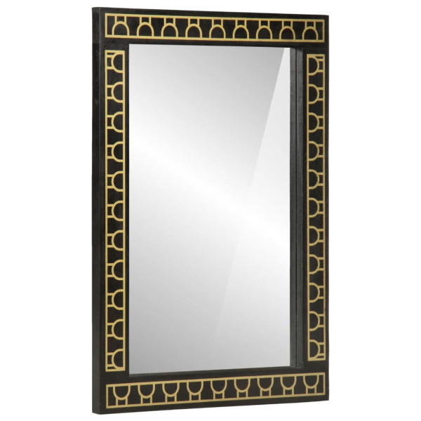 Espejo de baño madera maciza de acacia y vidrio 50x70x2.5 cm D
