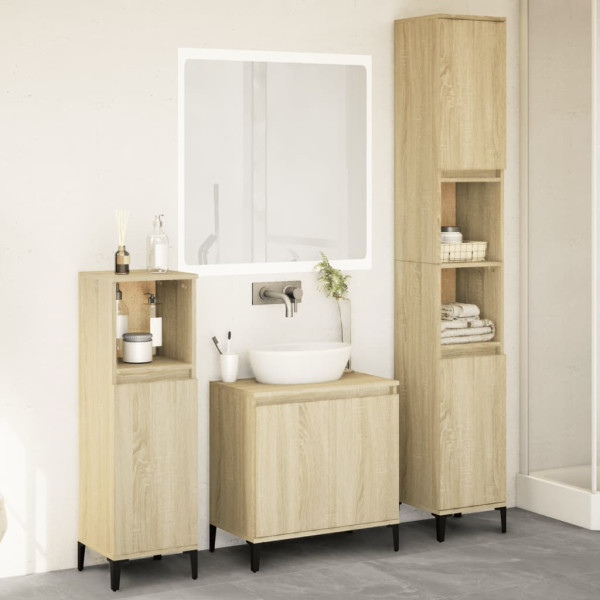 Set de muebles de baño 3 pzas madera contrachapada roble Sonoma D