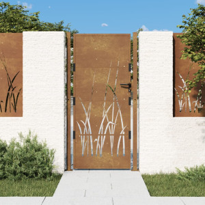 Puerta de jardín acero corten diseño hierba 105x205 cm D