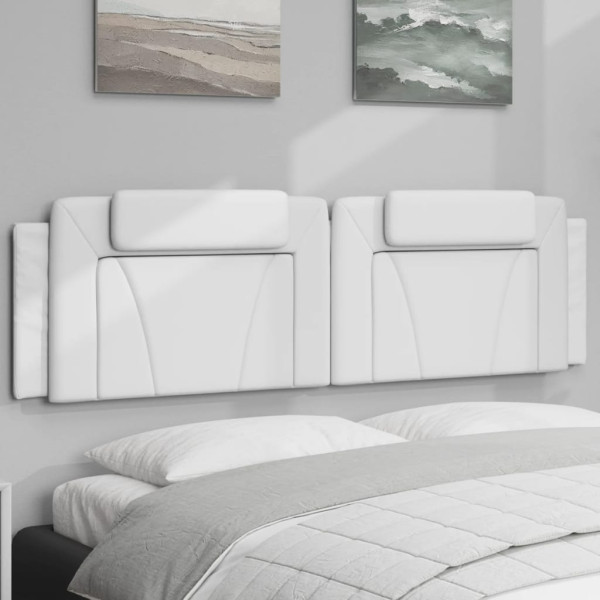 Cabeça de cama acolchoado branco couro sintético 180 cm D