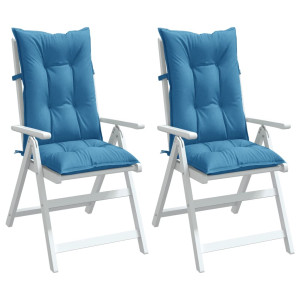 Cojines silla respaldo alto 2 uds tela azul melange 120x50x7 cm D